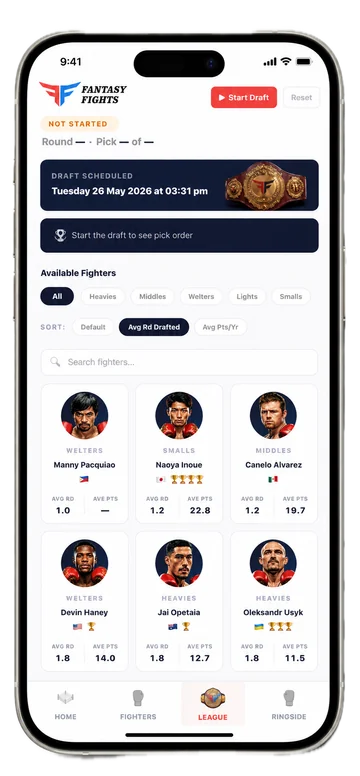 Live snake draft screen
